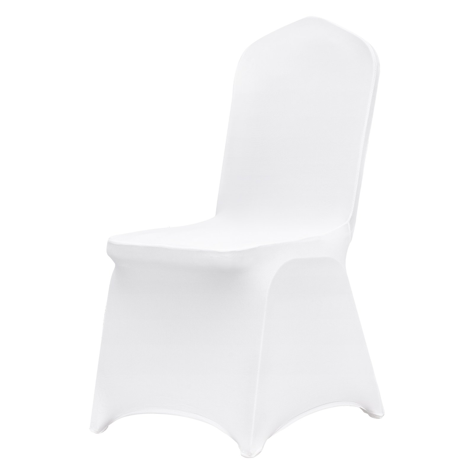 Set of white VEVOR Stretch Spandex folding chair covers fitting various chairs, ideal for weddings, parties, and events.