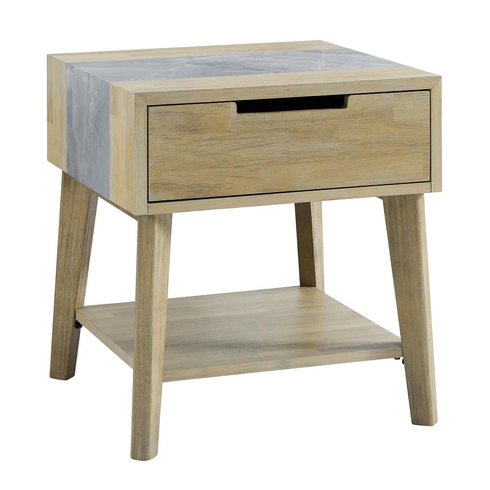 Calgary Sintered Stone Inlay Side Table by Start2Finish featuring a sleek design with a stone inlay top and sturdy legs.