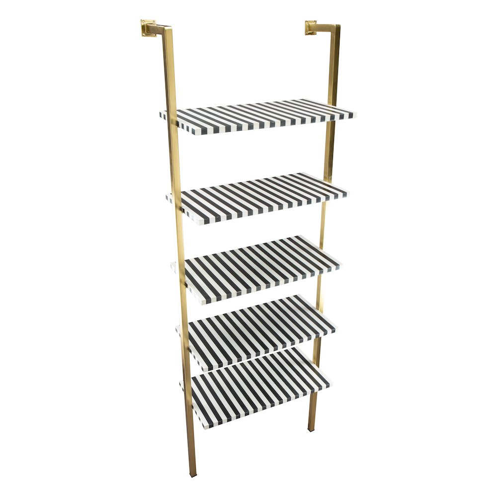 Multicolor zebra-shaped shelf by Start2Finish with multiple compartments for storage and display.