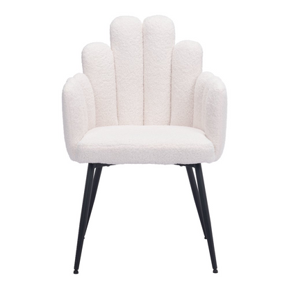 Pair of ivory Noosa Dining Chairs by Start2Finish, showcasing modern design with cushioned seats and sleek wooden legs.