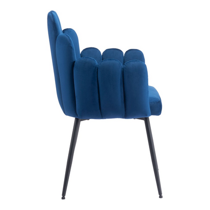 Set of two navy blue Noosa Dining Chairs by Start2Finish with sleek modern design and comfortable upholstered seats.
