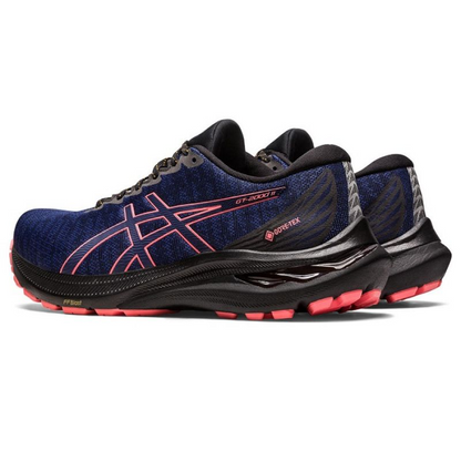Asics GT 2000 11 GTX W running shoes in gray and black with waterproof GORE-TEX material, designed for comfort and durability.