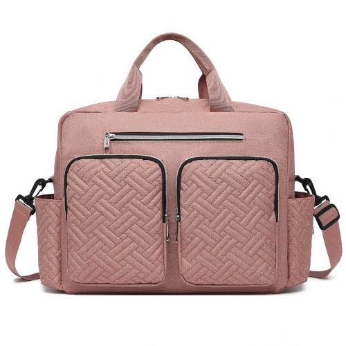Start2Finish EQ2411 Kono diaper changing tote bag with built-in changing mat, waterproof pink bag with thermal insulation.