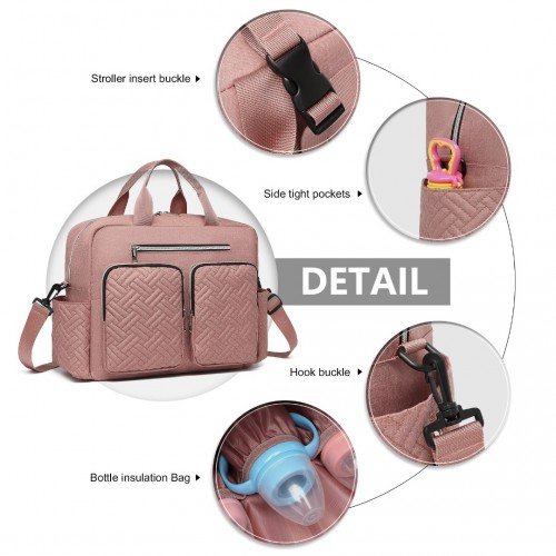 Pink Kono Diaper Changing Tote Bag by Start2Finish with built-in changing mat, waterproof design, and thermal insulation.