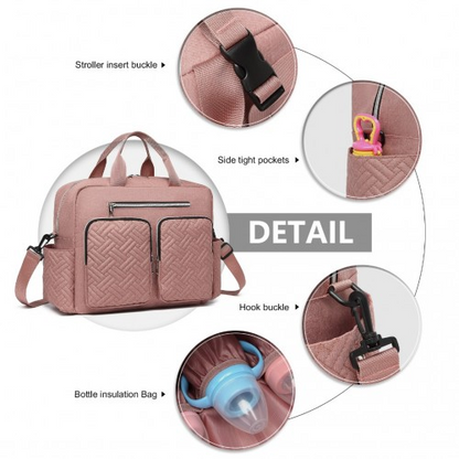 Pink Kono Diaper Changing Tote Bag by Start2Finish with built-in changing mat, waterproof design, and thermal insulation.