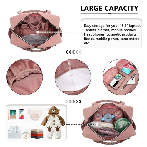 Pink Start2Finish EQ2411 Kono diaper changing tote bag with built-in changing mat, waterproof design, and thermal insulation.