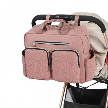 Start2Finish EQ2411 Kono diaper changing tote bag with built-in changing mat, thermal insulation, waterproof pink design.