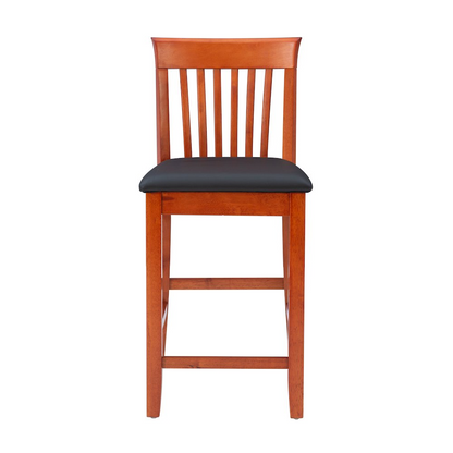 Start2Finish Triena 24-inch Craftsman counter stool with wooden legs and upholstered seat, ideal for kitchen or bar area.