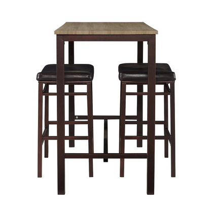 Start2Finish Betty three-piece pub set with wooden table and matching stools, ideal for small dining or bar area.