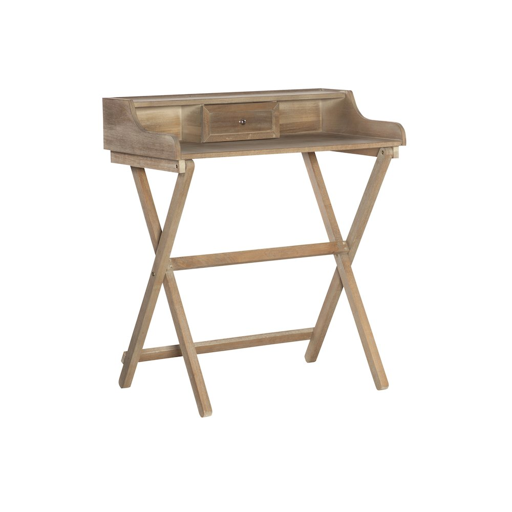 Rustic brown folding desk by Start2Finish with a compact design, featuring a foldable surface and sturdy wood finish.