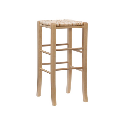 Set of two Start2Finish Gianna backless barstools with natural wood finish, showcasing sleek design and sturdy construction.