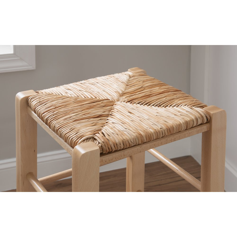 Pair of Gianna backless barstools by Start2Finish in natural wood finish, showcasing sleek, modern design and sturdy construction.