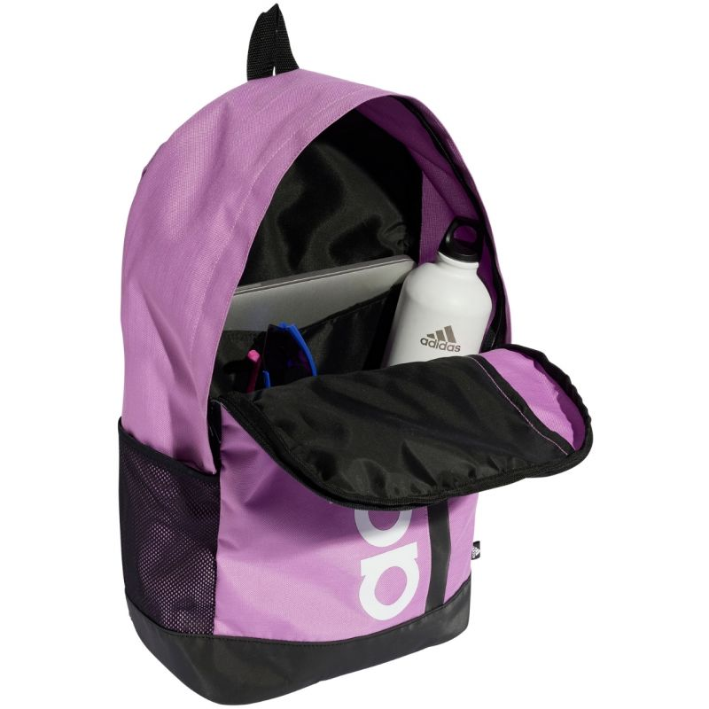 Start2Finish Adidas Essentials Linear IZ1902 backpack with large main compartment, adjustable straps, and front zip pocket.