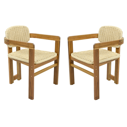 Start2Finish beige rattan wood accent chair with cushioned seat for living room or bedroom seating.