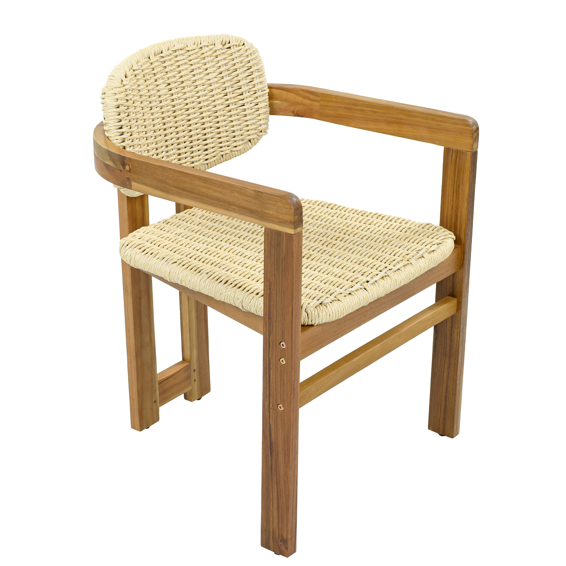 Start2Finish beige rattan accent chair with wooden legs, perfect for living room or bedroom seating.