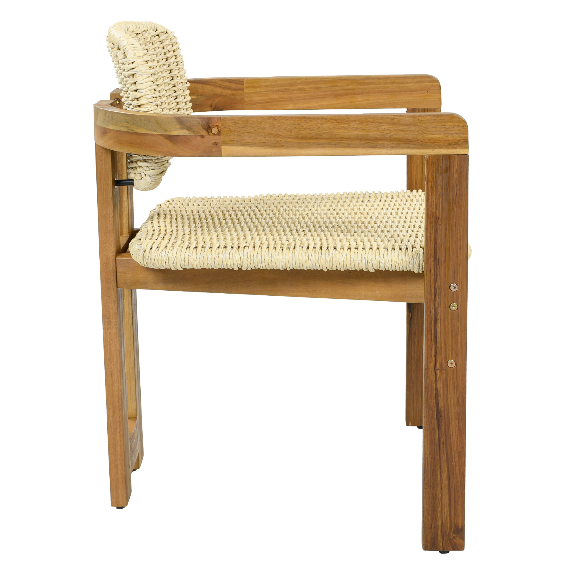 Start2Finish beige rattan accent chair with wooden legs, perfect for living room or bedroom seating.