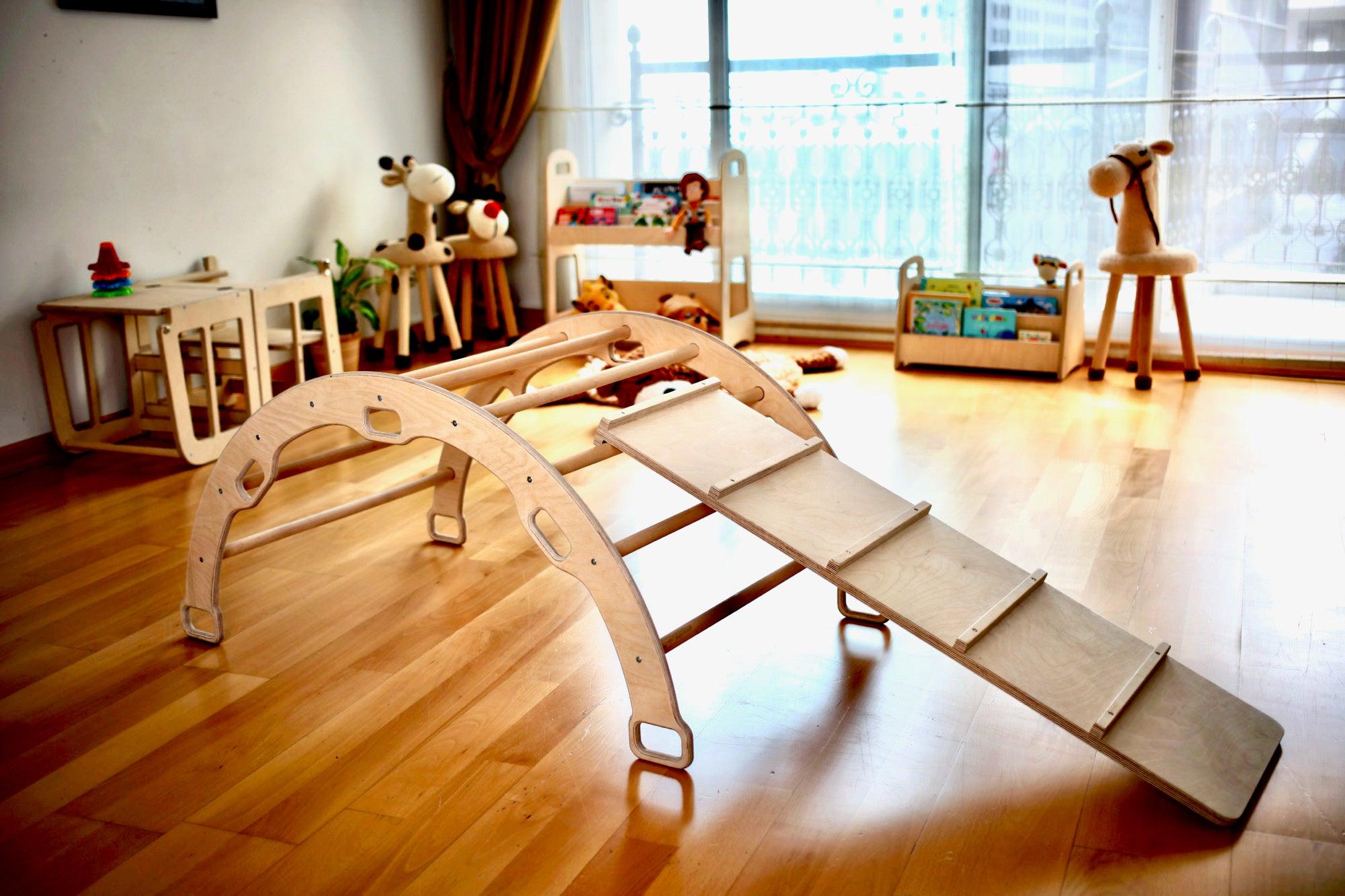 Climbing Arch with Ladder Ramp and Star Pillow Set | Wooden Climber