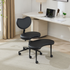 Black PU leather office chair by Start2Finish with USB port, power access, swivel function, ideal for home office or vanity desk.
