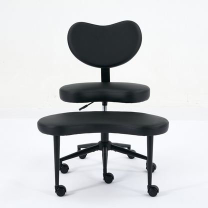 Black PU leather office chair by Start2Finish with USB port, power access, and swivel function, ideal for home office or vanity desk.