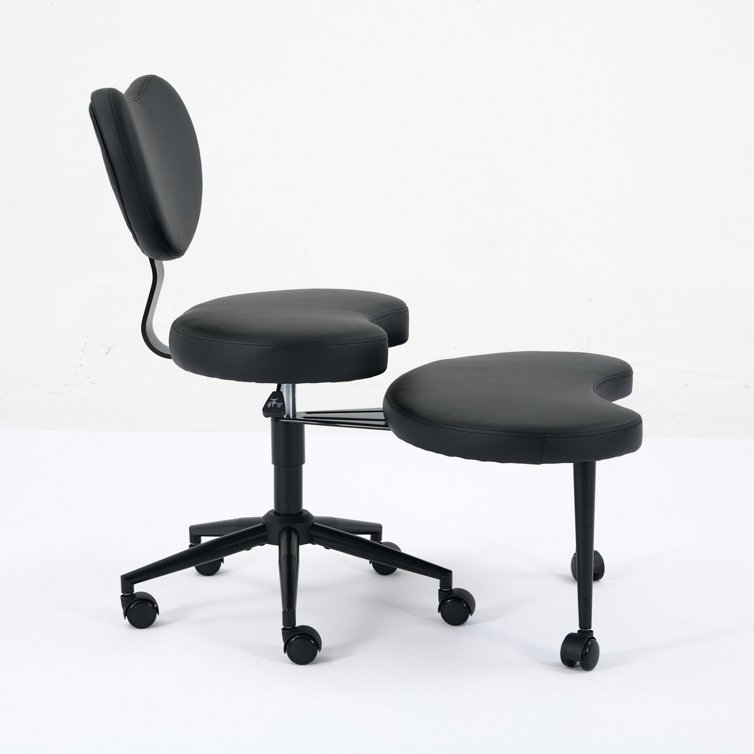 Black PU leather office chair with USB port, power access, and swivel function, ideal for home office or vanity desk.