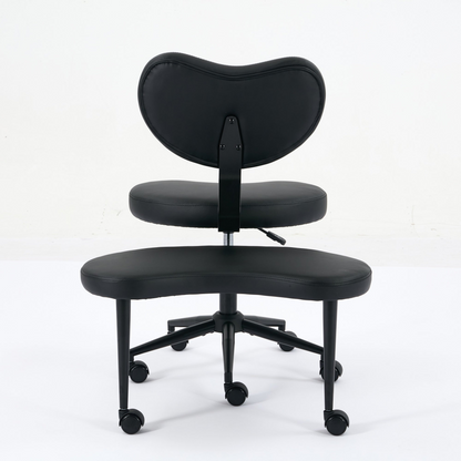 Black PU leather office chair by Start2Finish with USB ports, power access, and swivel function, ideal for home office or vanity desk.