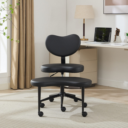 Black PU leather office chair with USB port, power access, and swivel function for home office or vanity desk from Start2Finish.
