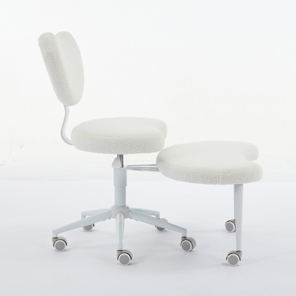 Black PU leather office chair with USB port, power access, and swivel feature, designed for home office or vanity desk.