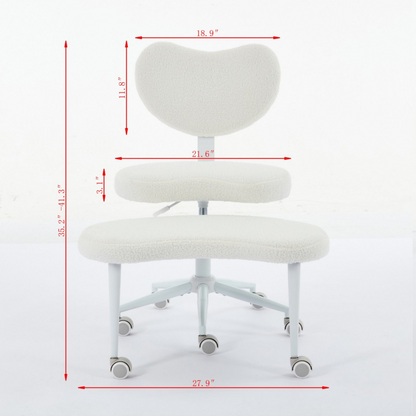 Black PU leather office chair with USB port, power access, and swivel function, ideal for home office or vanity desk.