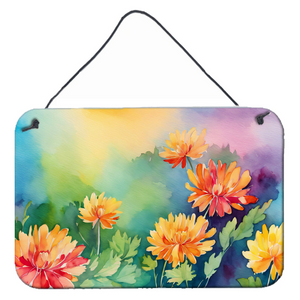 Chrysanthemums in Watercolor Wall or Door Hanging Prints
