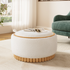 Wood and fabric upholstered ottoman with storage from Start2Finish, ideal for living room and lounge spaces.