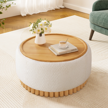Start2Finish wooden and fabric upholstered ottoman with storage, ideal for living room and lounge spaces.