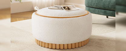 Start2Finish wooden and fabric upholstered ottoman with storage, ideal for living room and lounge spaces