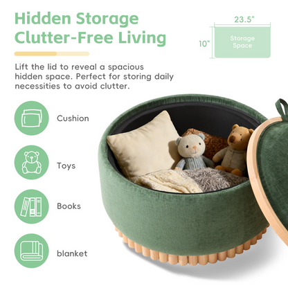 Start2Finish wood and fabric upholstered ottoman with storage, ideal for living room and lounge spaces.