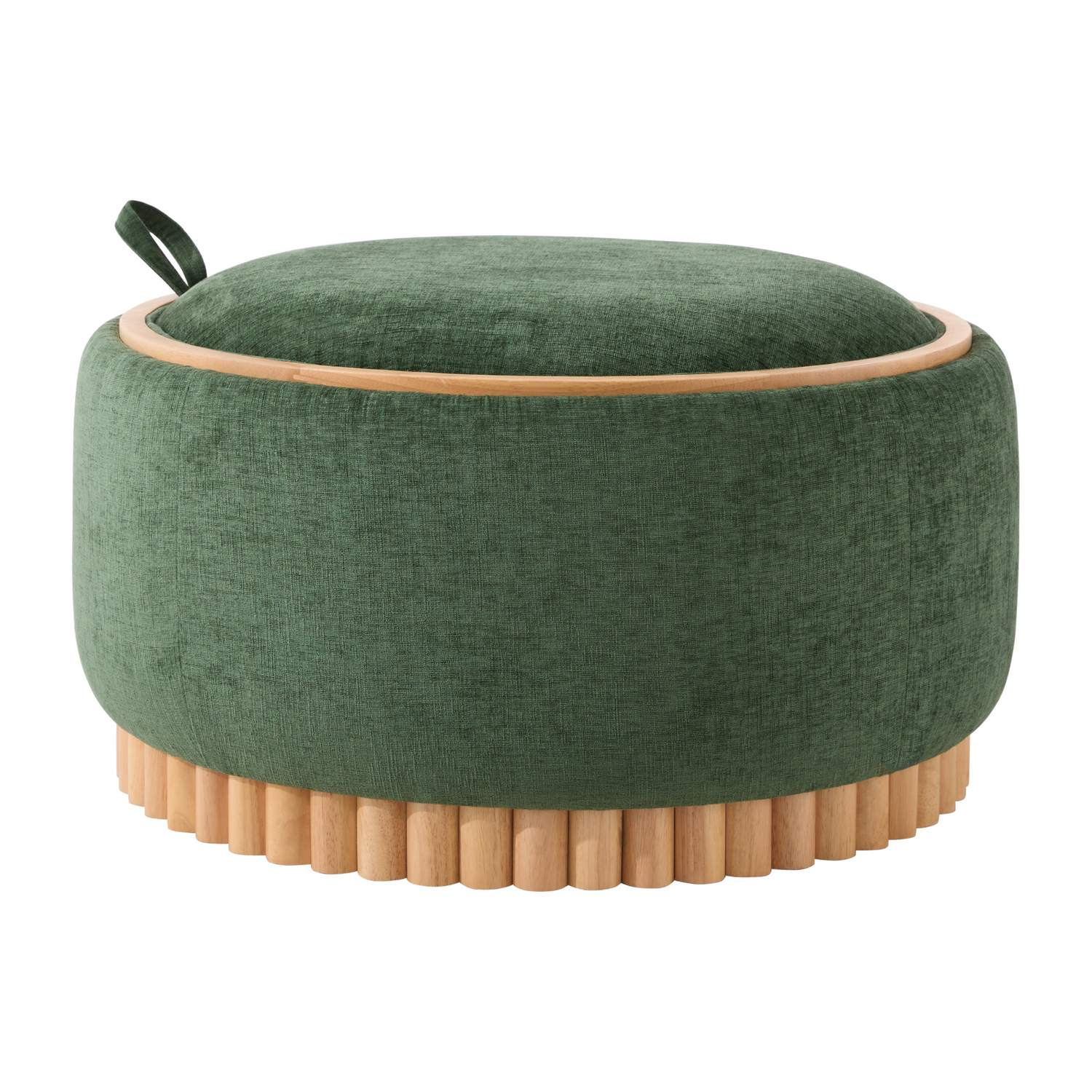 Start2Finish wooden and fabric upholstered ottoman with storage for living room and lounge spaces, showcasing its functional design.