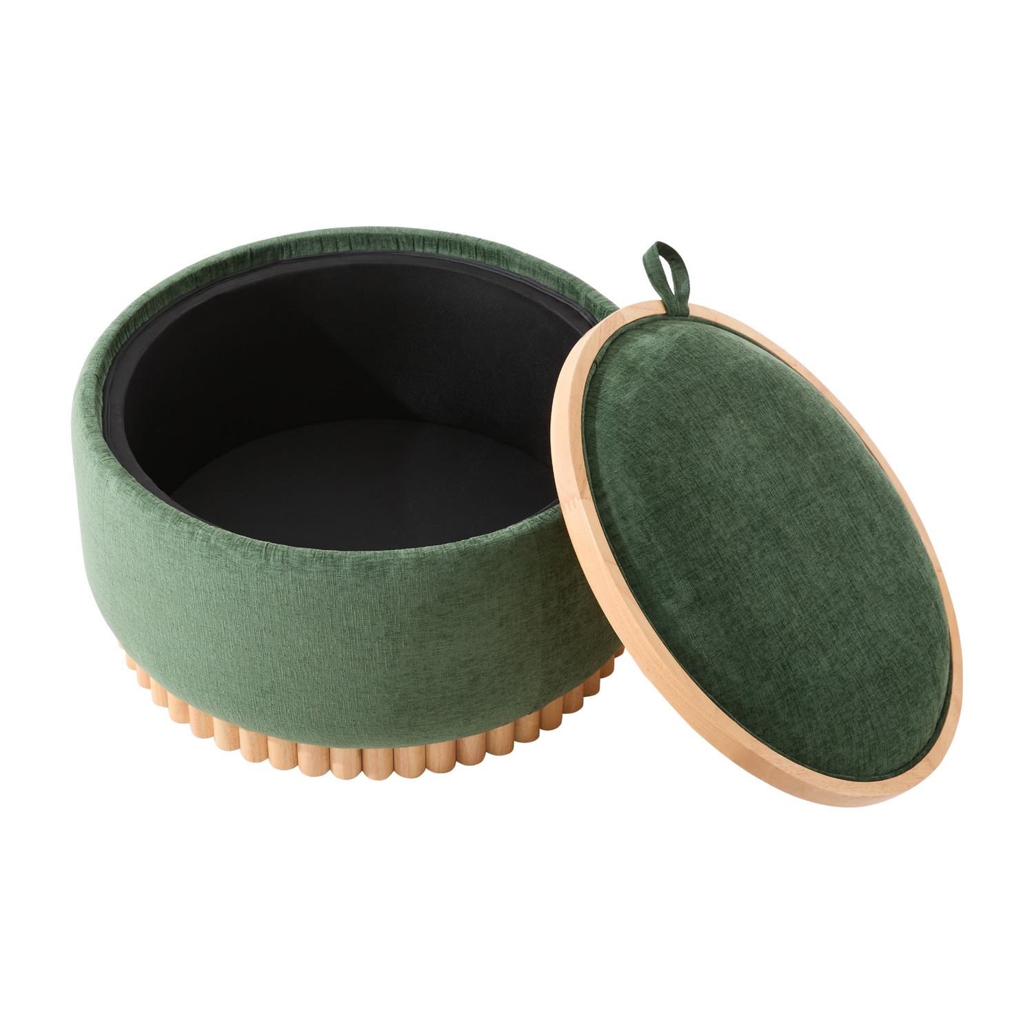 Start2Finish wooden and fabric upholstered ottoman with storage for living room and lounge, featuring a cushioned top and sturdy design.