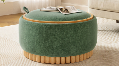 Start2Finish wooden and fabric upholstered ottoman with storage, ideal for living room and lounge spaces.