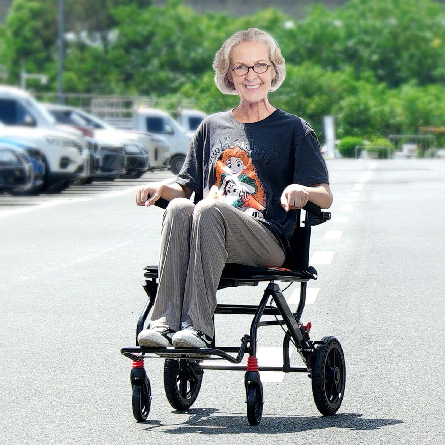 Start2Finish VEVOR lightweight aluminum wheelchair with 18-inch seat, foldable design, flip-back arms, self-locking brakes, for adults.