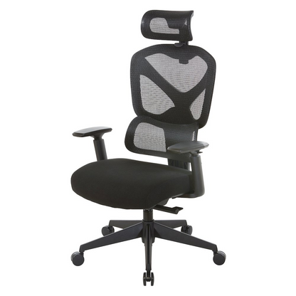 Start2Finish mesh back manager’s chair with adjustable headrest, ergonomic office chair with breathable mesh upholstery.