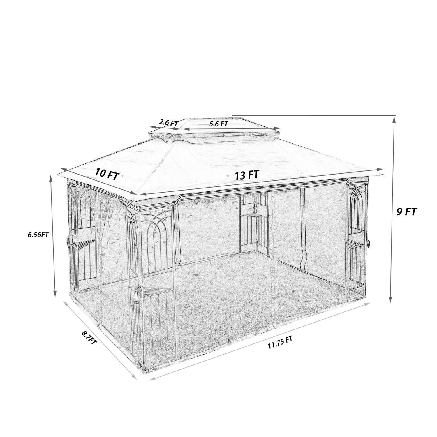 Gray metal outdoor gazebo canopy with roof and storage for patio and outdoor living by Start2Finish.