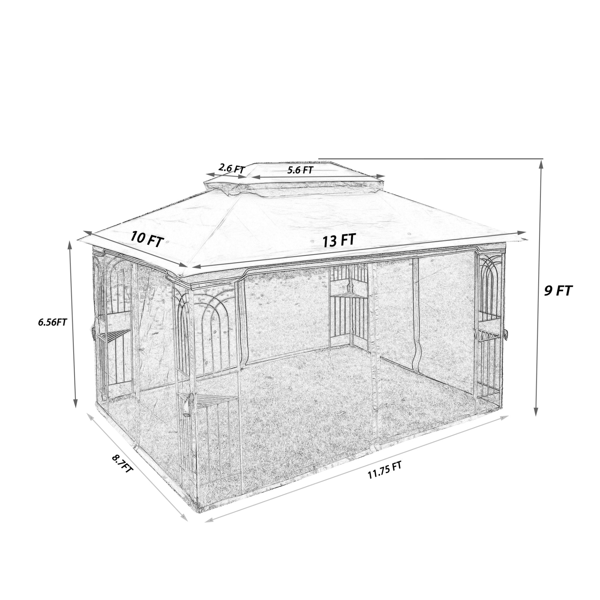 Gray metal outdoor gazebo canopy with roof and storage for patio and outdoor living by Start2Finish.