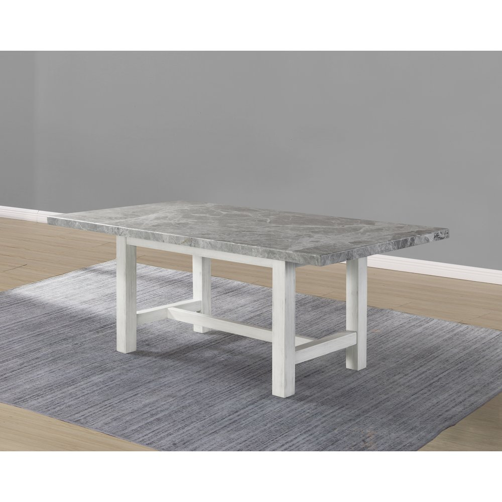 Start2Finish Canova gray marble top dining table with sleek modern design and sturdy wooden legs.