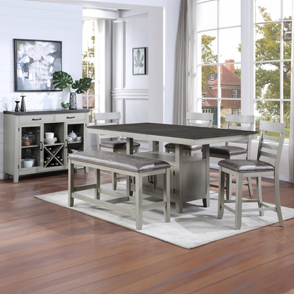 Start2Finish Hyland 7-piece dining set with matching server, featuring a wooden table and six chairs for a modern dining room.