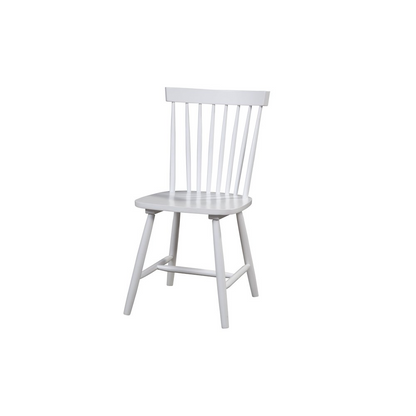 Set of 2 white Lyra side chairs by Start2Finish with sleek modern design and smooth curved backs.