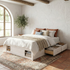 Start2Finish platform bed frame with solid wood and MDF, featuring four storage drawers, footboard cubby, and a headboard.