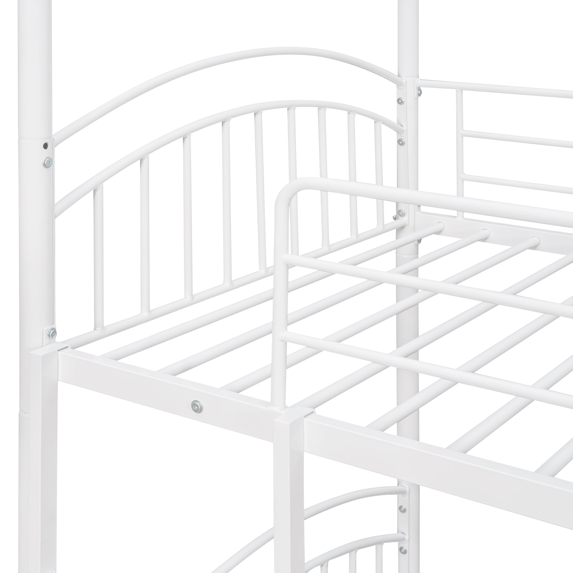Start2Finish twin over twin metal bunk bed with slide and house frame, ideal for shared bedrooms or guest rooms.