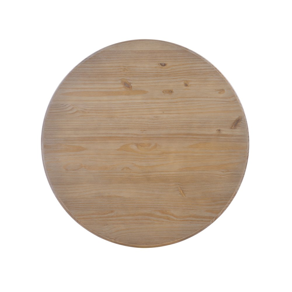 Start2Finish Tobin Pedestal Dining Table with natural wood and white finish, showcasing a modern round tabletop and sturdy pedestal base.