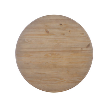 Start2Finish Tobin Pedestal Dining Table with natural wood and white finish, showcasing a modern round tabletop and sturdy pedestal base.