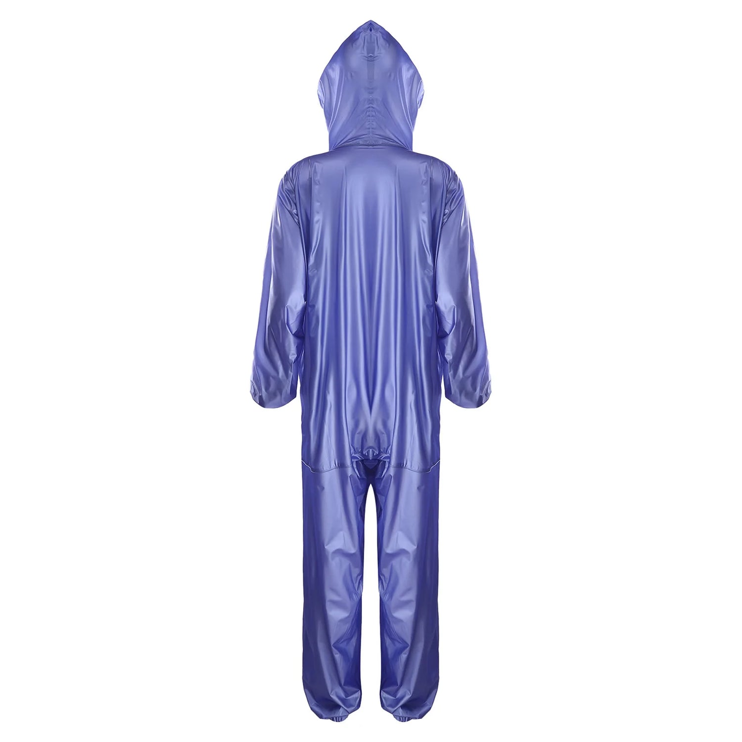 Adults One Piece Full-body Hooded Raincoat Hood with Drawstring Front Button And Zipper One-piece Waterproof Jumpsuit Workwear
