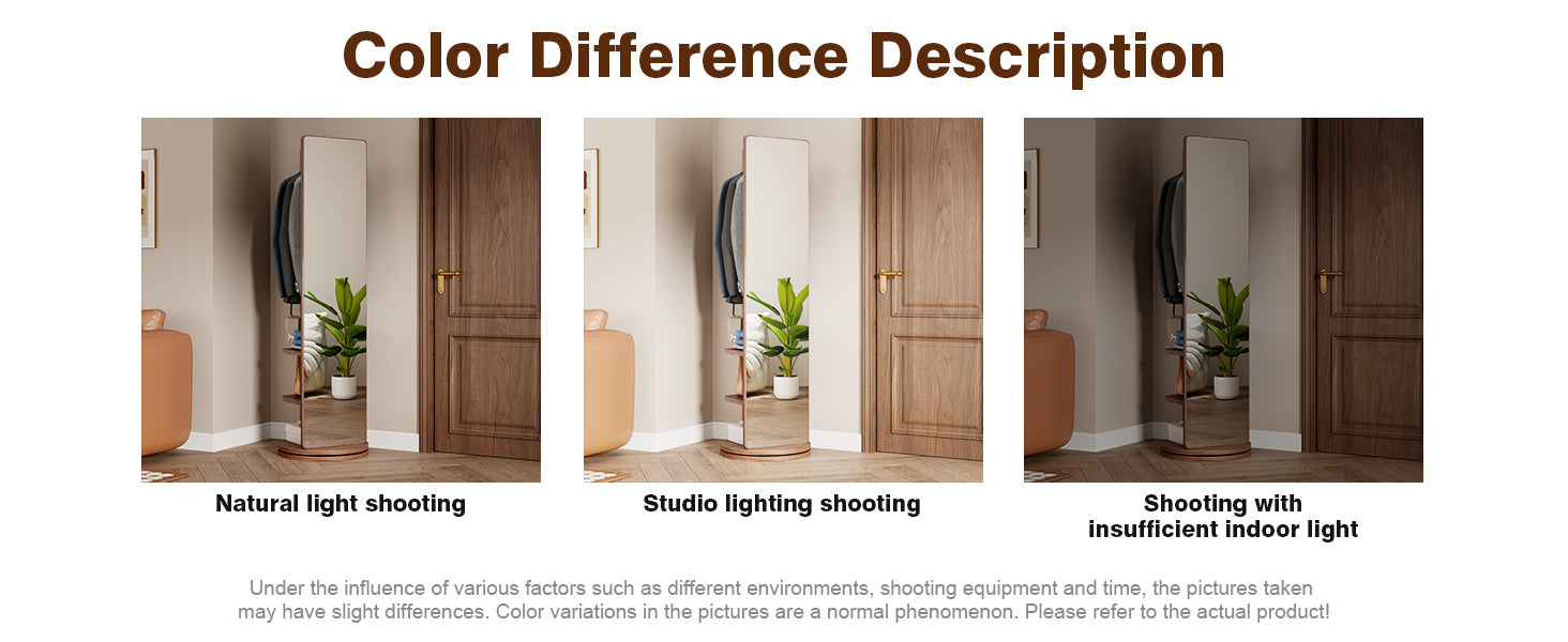 Start2Finish rotating full-length mirror with coat rack, natural rubber wood, 360° rotation, ideal for bedroom or entryway storage.