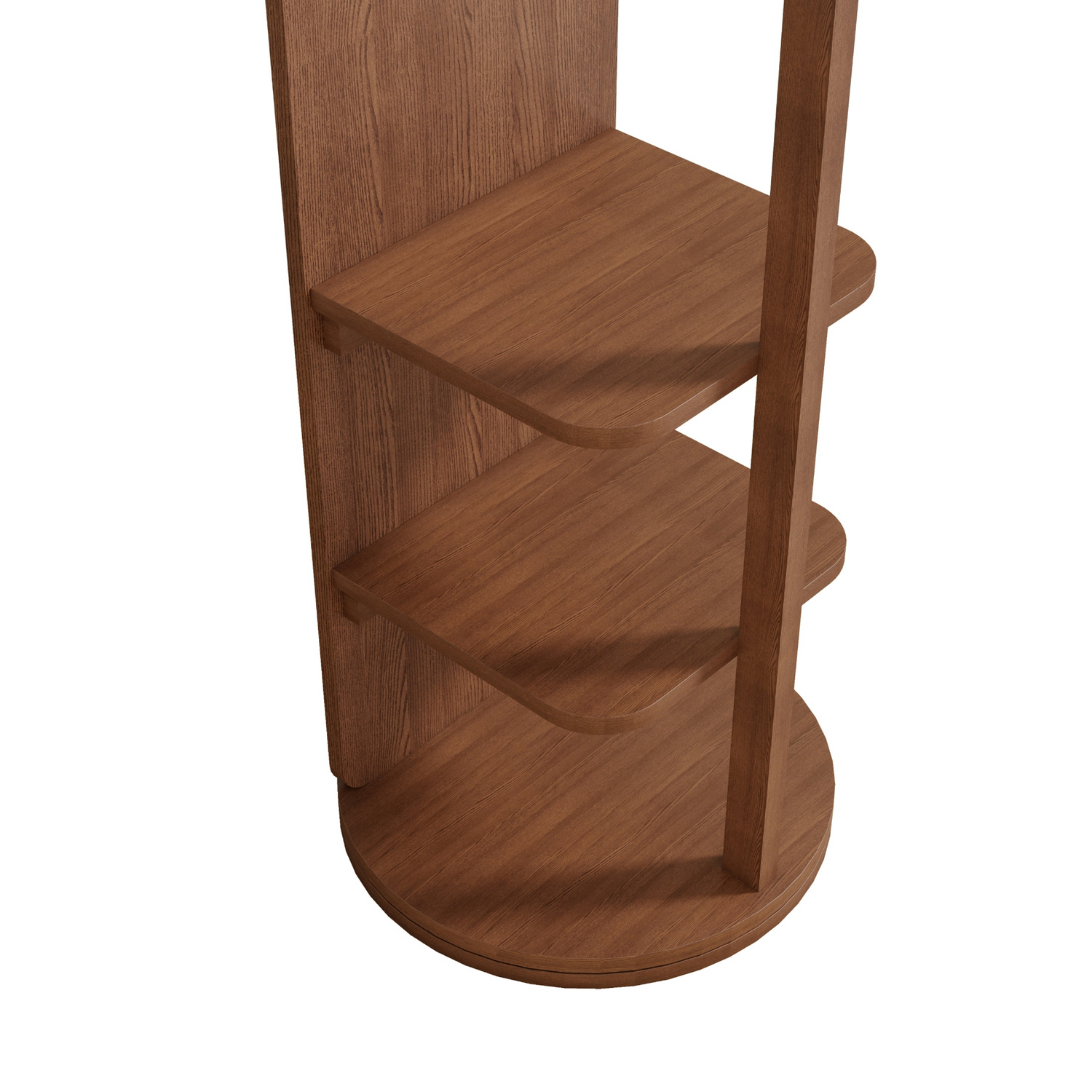Start2Finish rotating full-length mirror with coat rack, rubber wood frame, natural finish, 360° rotation for bedroom or entryway.